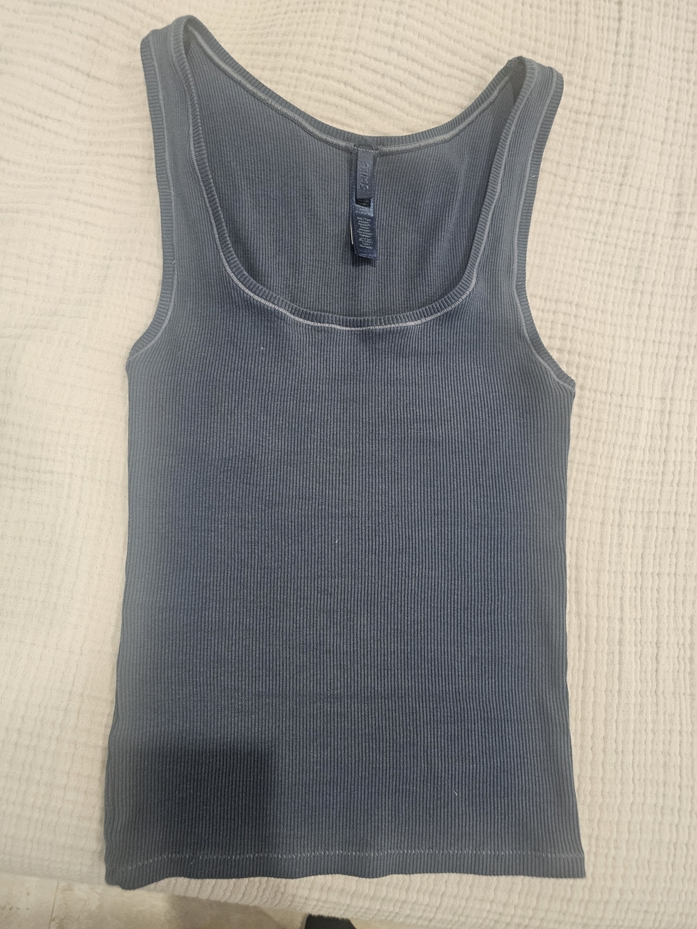 Skims Cotton Ribbed Tank Top - Blue